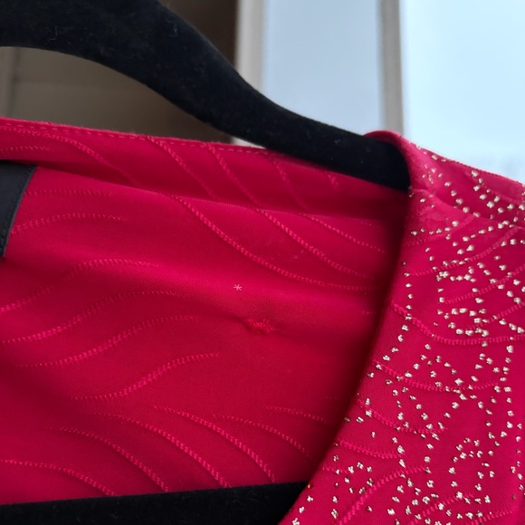 🆕🌹JM Collection Red Jacquard Knit Sparkle Top Glam Blouse Size XL Petite Large - Picture 13 of 16